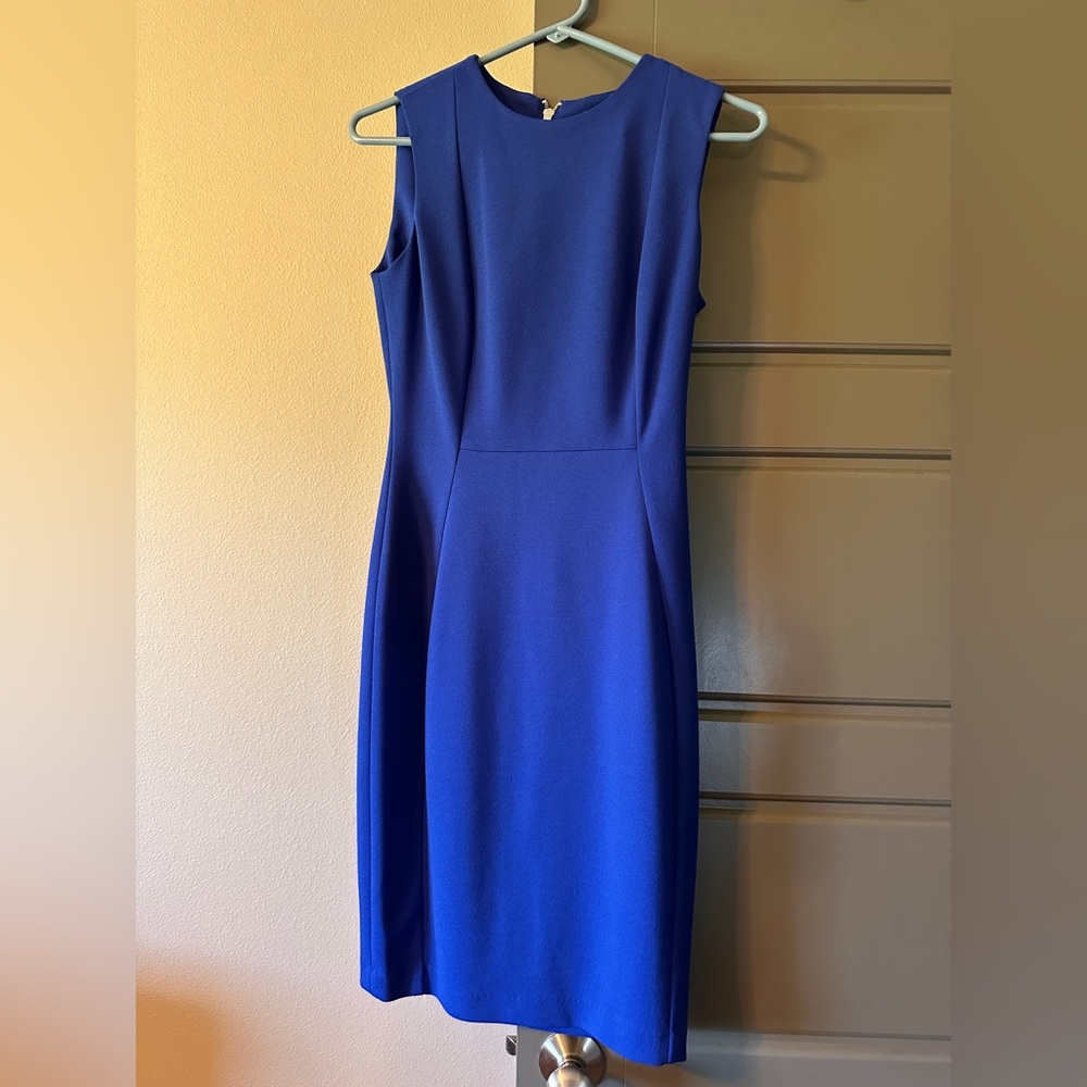 Calvin Klein Blue Halter Sheath Midi Dress